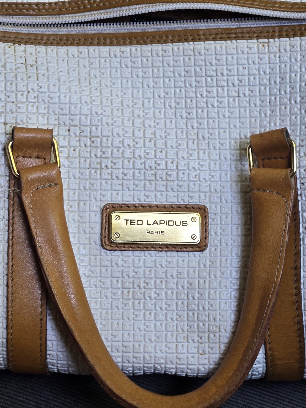 Ted Lapidus Paris Two-Tone White & Tan Tote